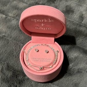 Silver Plated cubic zirconia earrings and bracelet set NWT